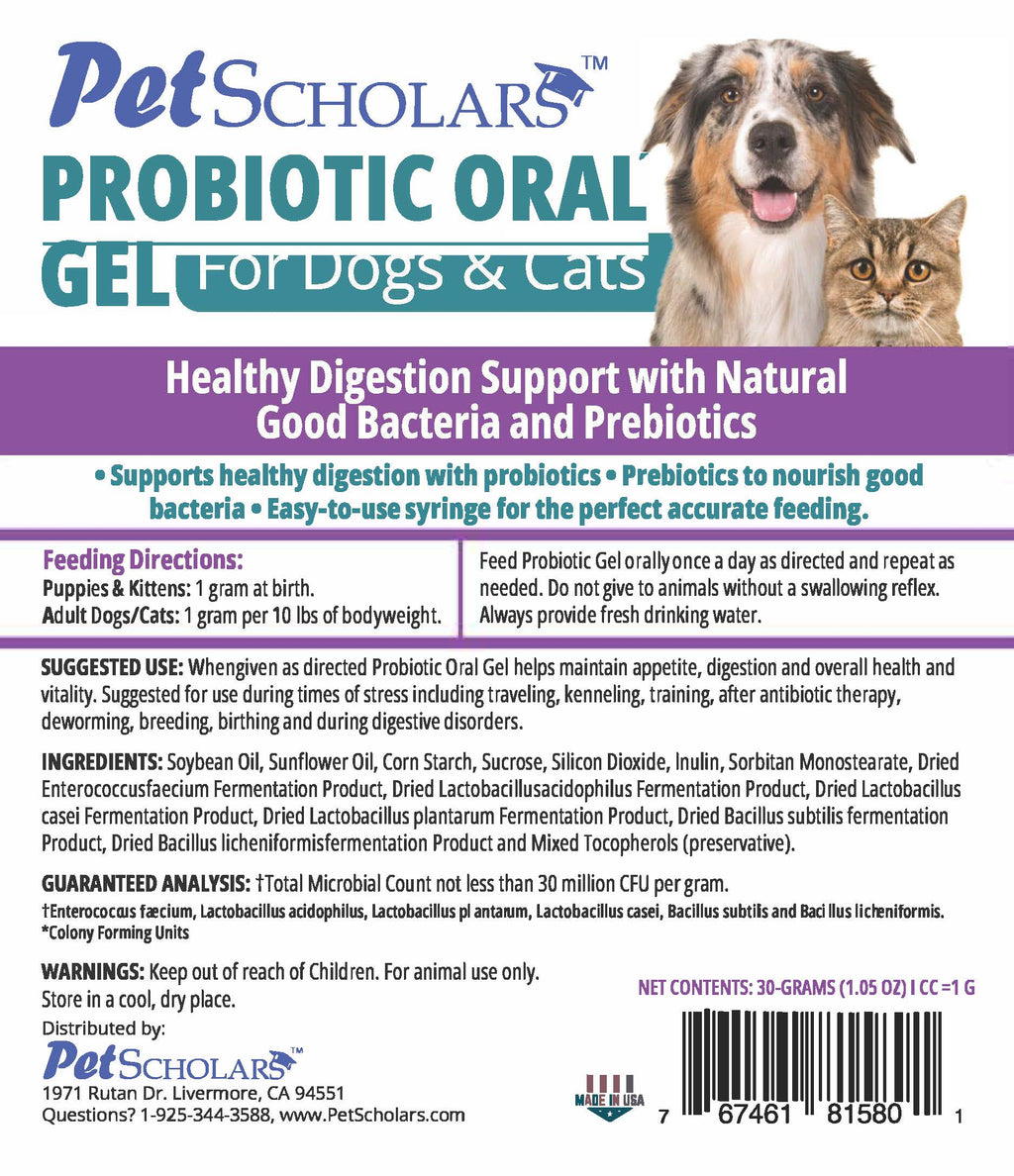 Pet Scholars Probiotic Oral Gel for Dogs & Cats 30 cc - Dog Digestive & Probiotics Supplements 7
