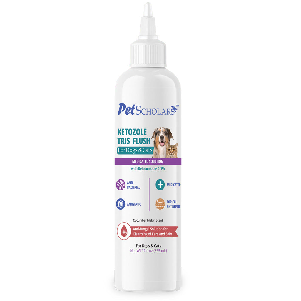 Pet Scholars Ketozole Tris Flush Anti-fungal Cleansing Solution 12 fl oz - All Dog Ear Care 8